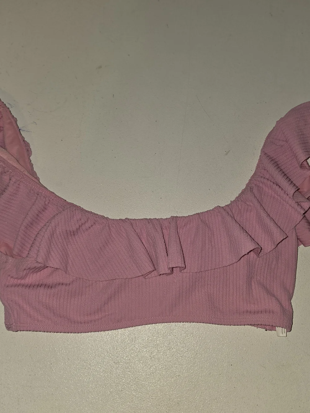 Show Me Your MuMu Pink Ruffle Off-Shoulder Crop Swim